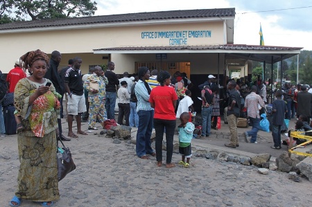 Rwandan immigration office queue