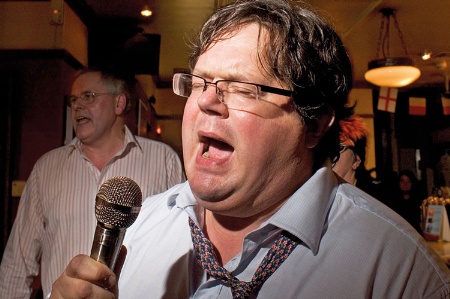 Man singing in pub