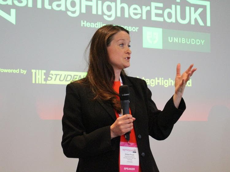 Emma Froud speaks at Hashtag Higher Ed