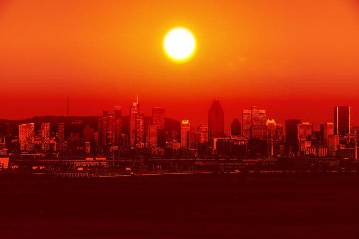 A city hit by an extreme heatwave