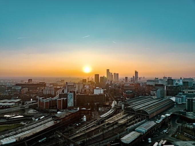 Manchester at sunset