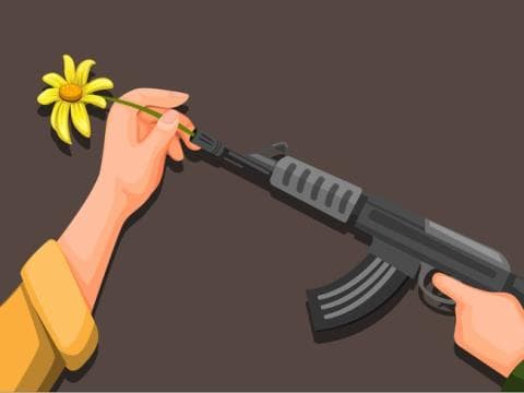 Gun with flowers 