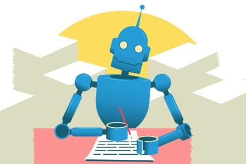 AI robot checking writing