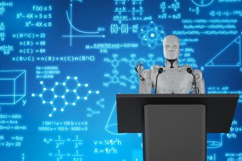A robot acting as a lecturer