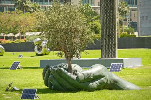 Tree-in-hand sculpture in Dubai