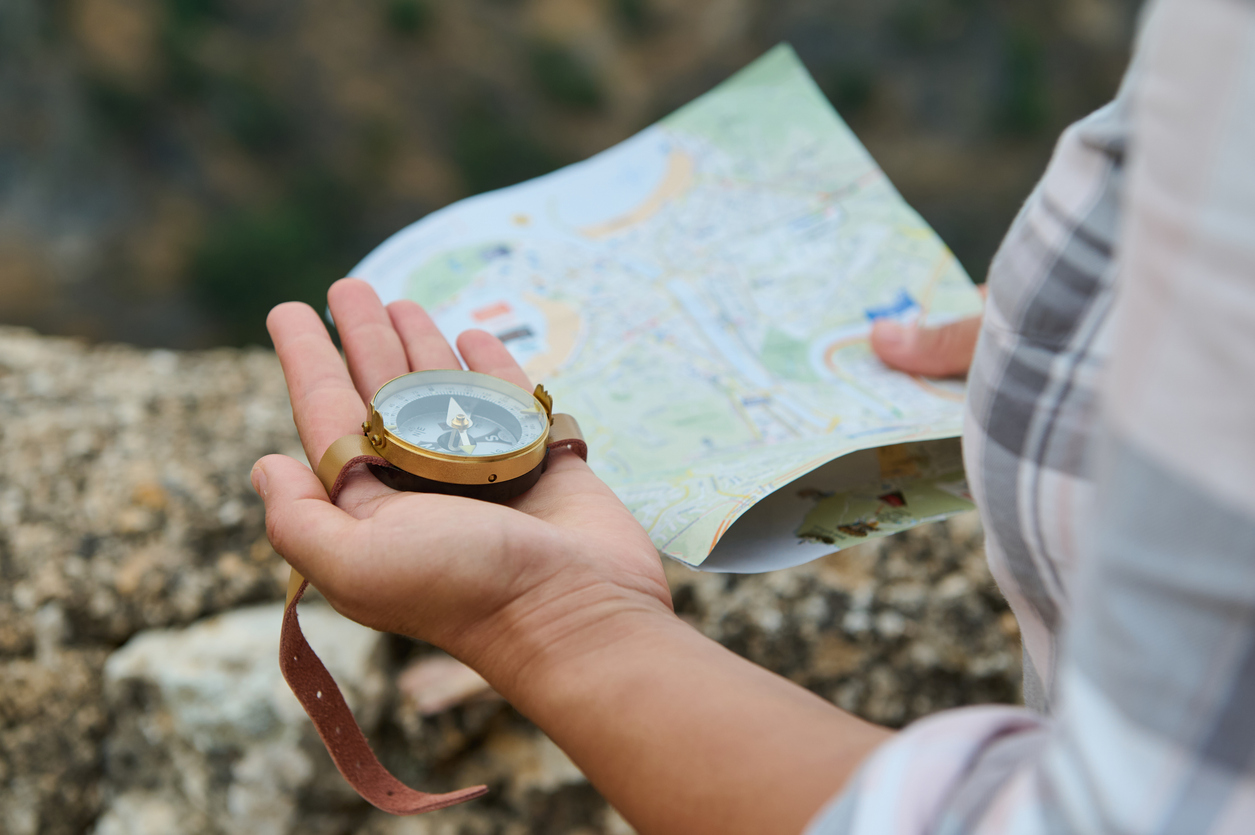 compass and map