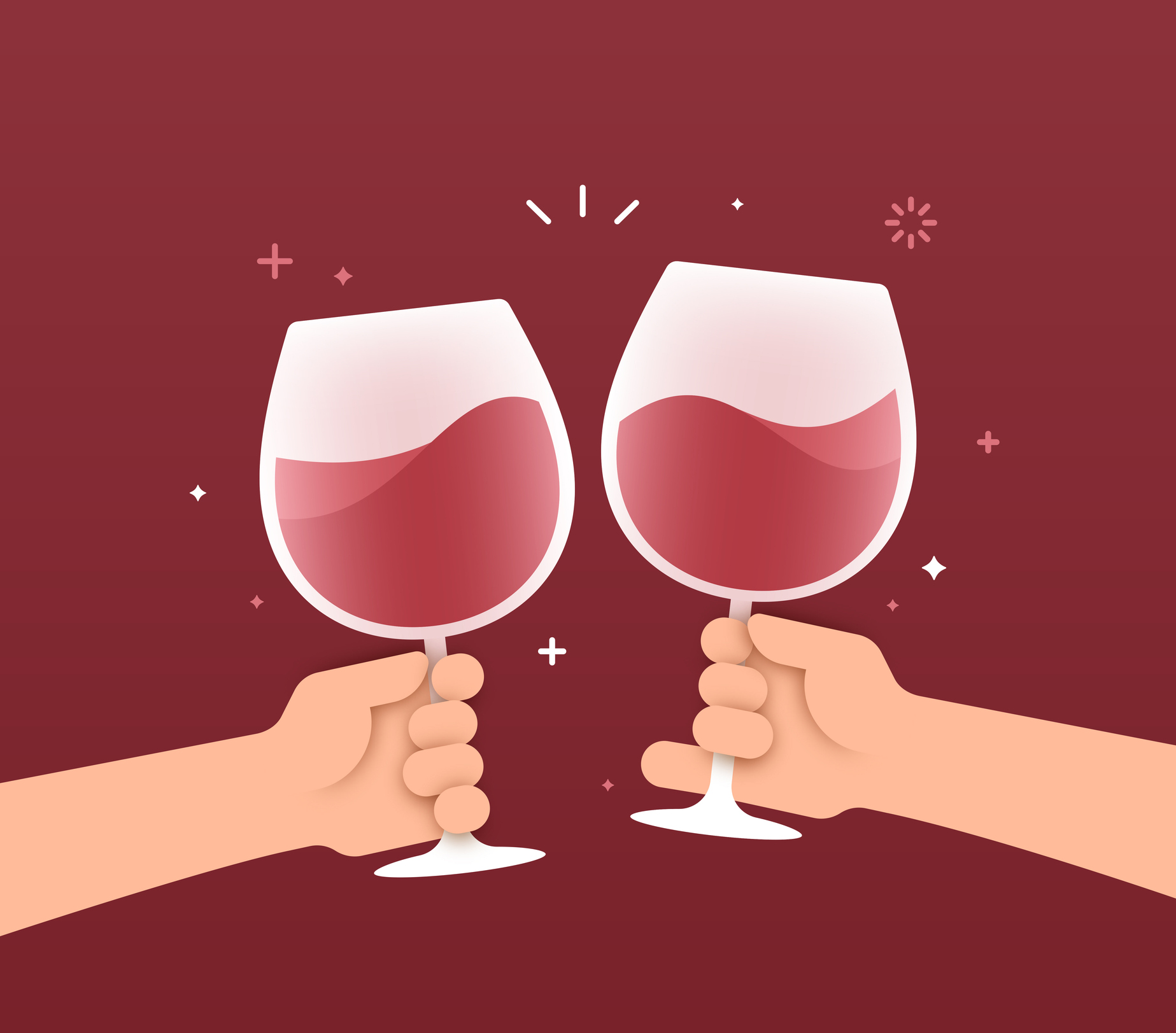 Illustration of two wine glasses being clinked together