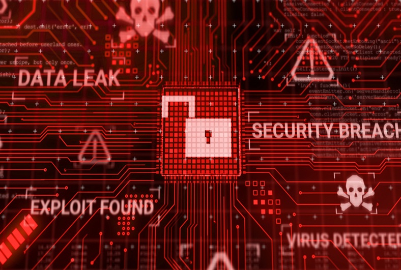 A computer screen bearing the phrase "data breach"