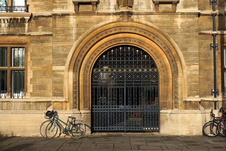 The closed gate of Gonville And Caius College, Cambridge