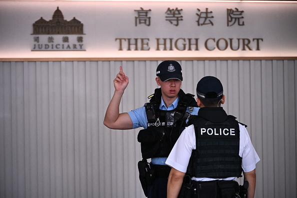Hong Kong police outside the territory's High Court