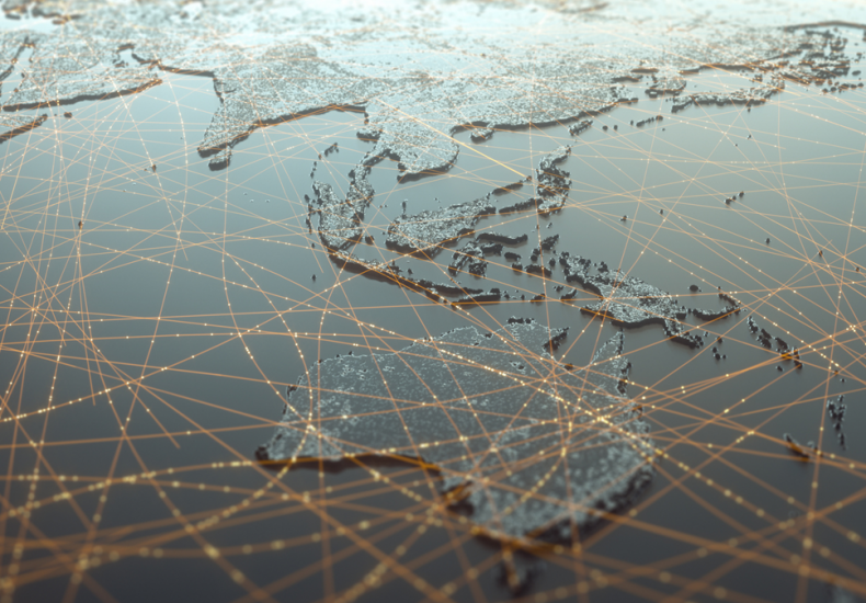 A map showing connectivity between Asia and Australia