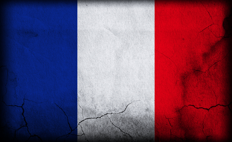 French flag with cracks, France, election