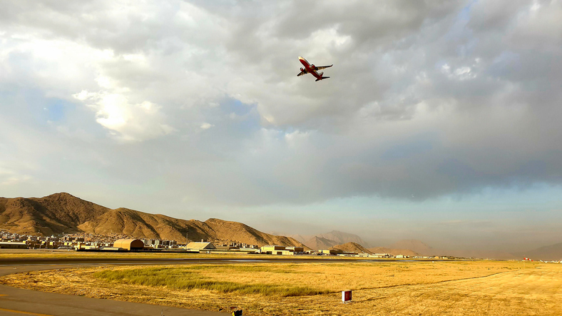 A plane takes off from Kabul airport