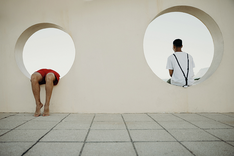 People sitting in circles in wall