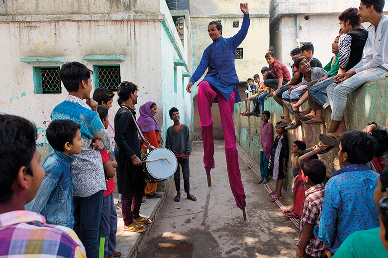 Stilt walkers in India