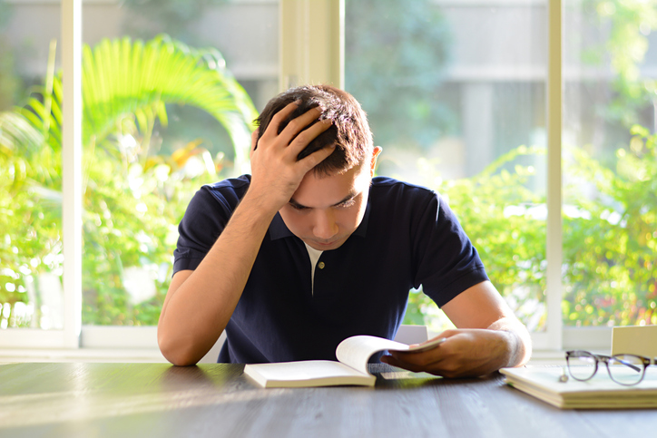 A stressed asian student