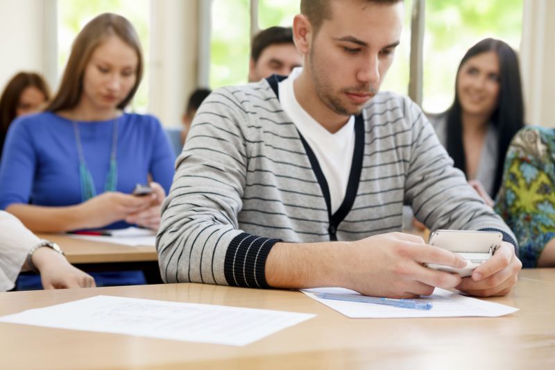 Student on phone in class