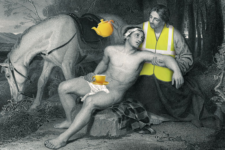 The Good Samaritan - parable of Jesus, Luke chapter 10 verses 33-34: