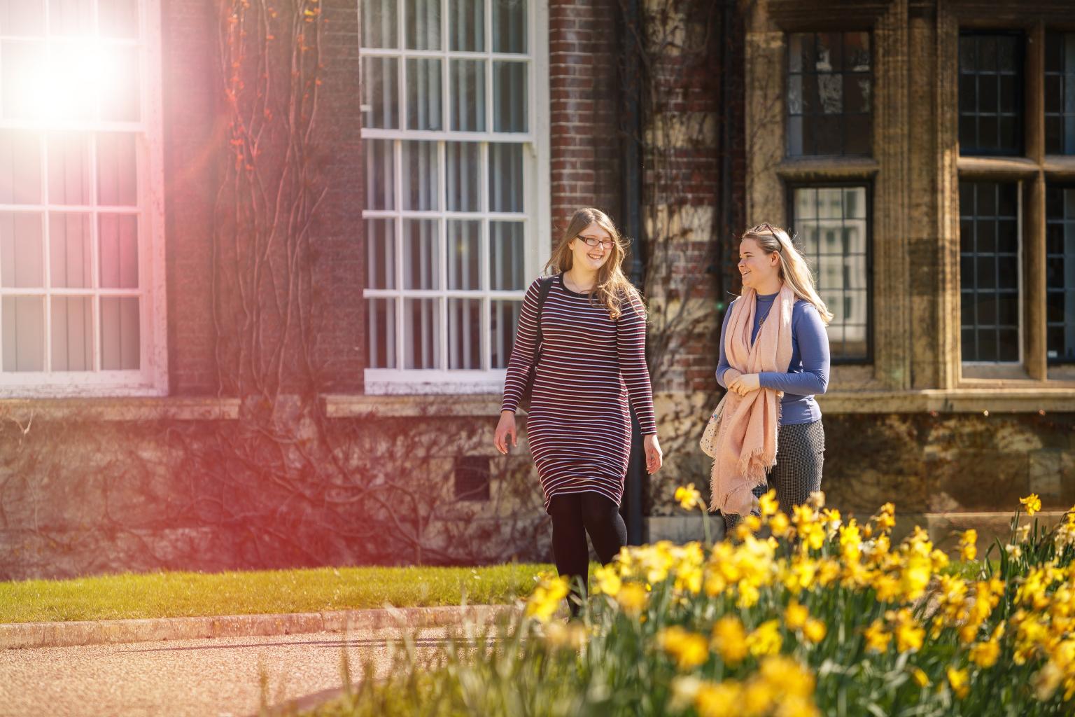 Rebecca Humphries & Georgia Sykes walking by HUBS Wharfe Building - B43I3773flare