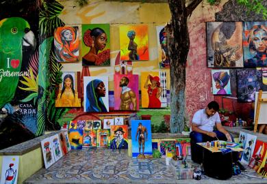 A street artist in Colombia