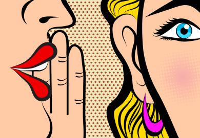 Pop-art illustration of one woman whispering to another