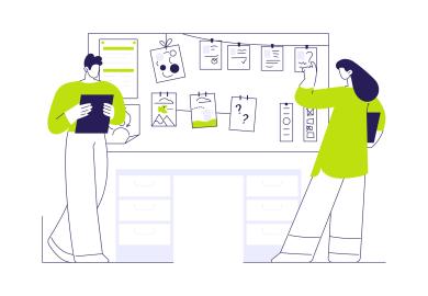 Illustration of two people storyboarding