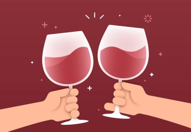 Illustration of two wine glasses being clinked together