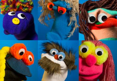 Various sock puppets