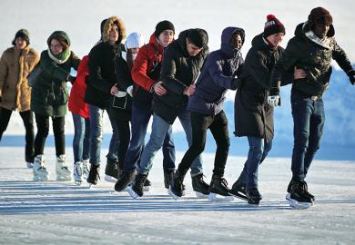 A group of ice skaters