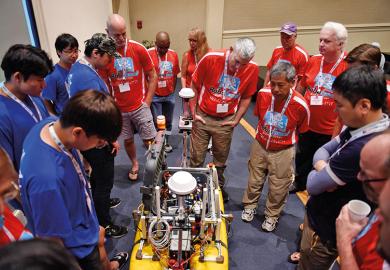 A University of Ulsan team have their efforts judged in a robotic boat competition in the US