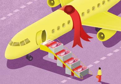 airplane steps money