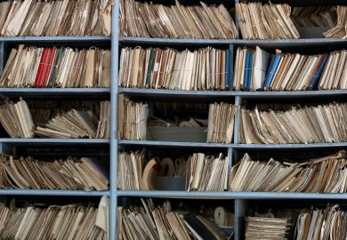 Archive of paperwork and files on shelves