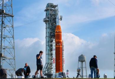 Nasa staff prepare for the launch of the Artemis rocket