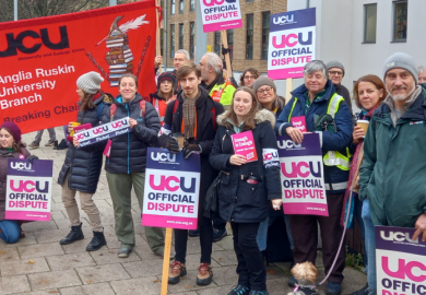 Picket line at Anglia Ruskin University