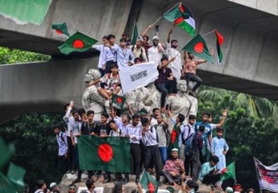 The Anti-Discrimination Student and other activist movements hold the 'Shahidi March' at Dhaka University on September 5, 2024, marking one month since the removal of the Awami League government by the student movement. 