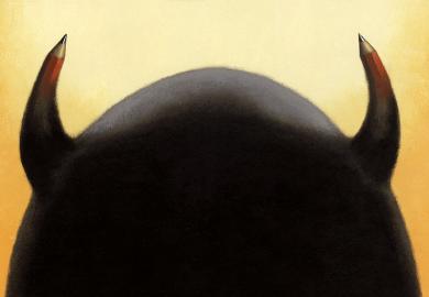 Illustration of demon with pencil horns