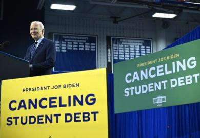 Joe Biden speaks about student loan debt relief in Madison, Wisconsin, April 8, 2024