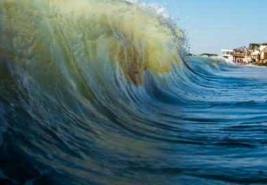 A wave on the Black Sea coast, Romania, symbolising Romanian plagiarism