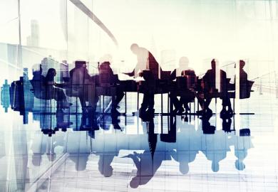 Abstract image of a board meeting