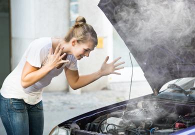 An engine with smoke coming out of it