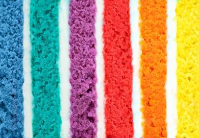 A cake with different coloured layers, symbolising metrics