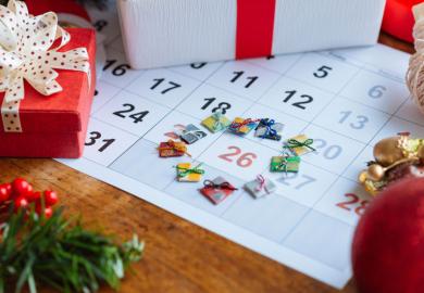 Calendar showing 26 December/Boxing Day