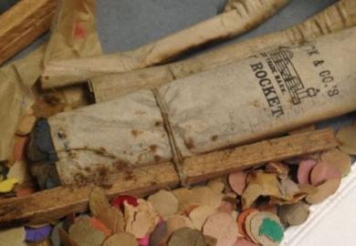 Confetti and rockets from 1897 Cambridge protest 