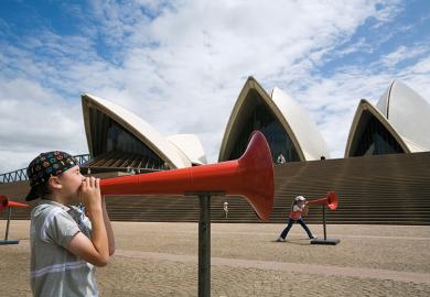 Child with megaphone at Sydney Opera House