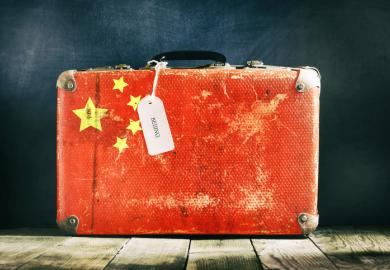 A suitcase with the Chinese flag on it illustrating opinion article on Chinese student flows to Western universities