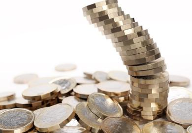 A falling pile of coins