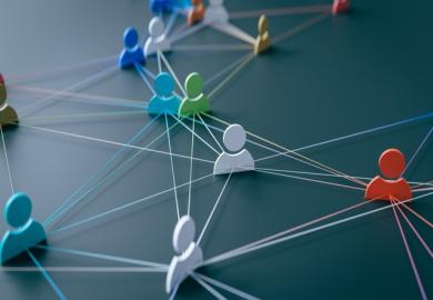 Various icons interlinked with cords, illustating flexible collaboration