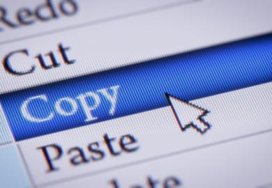The "copy" icon on a computer screen, symbolising plagiarism