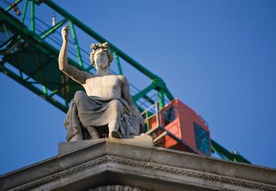 statue and crane