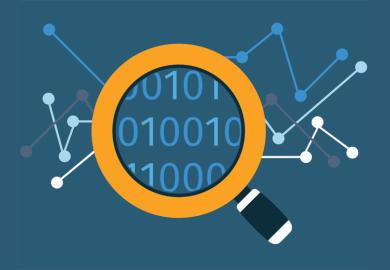 Data being analysed under magnifying glass (illustration)